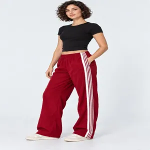 Donna pantaloni della tuta larghi casual con strisce laterali bianche estate sportivi