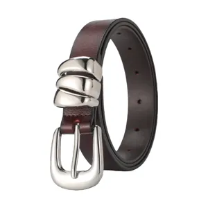 Women's Genuine Leather Belt Slim Skinny Waist Dress Pants Jeans Belt Metal Buckle Fashion Casual Accessories