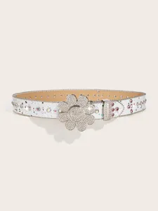 White rhinestone sunflower belt sparkling crystal waist accessory for trendy women daily wear