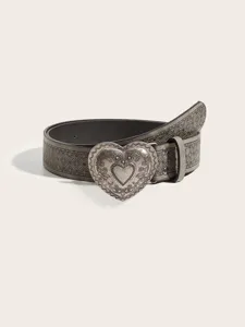 Vintage embossed retro heart buckle waist belt with exquisite carved patterns for daily wear.