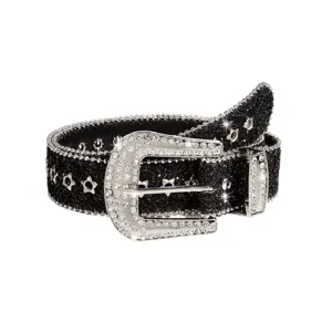 Rhinestone Western belt for women black sparkly crystal diamond waist belt sparkling