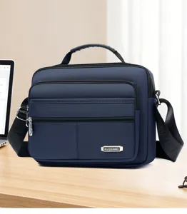 Herren Umhaengetasche Oxford Tuch Mehrfachfaecher Schulter Handtasche Business Tasche