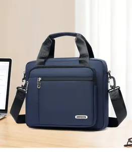 Blaue Herren Business Umhaengetasche, Freizeit Schultertasche mit Faechern fuer Alltag.