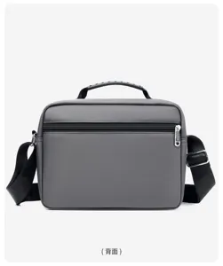Herren Oxford Tuch Umhaengetasche Business Freizeit Schultertasche mit Griff grau