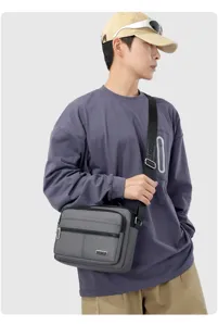Herren Freizeit Mehrfach-Fächer Oxford Tuch Umhängetasche, stilvolle Schultertasche für Alltag.