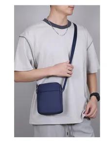 Herren vertikale Umhaengetasche Freizeit Reise leichte Schultertasche fuer dentaeglichen Gebrauch blau