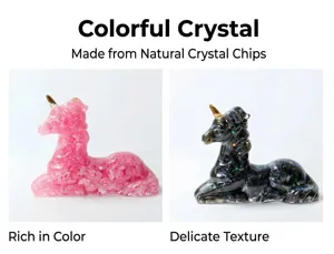 Natural crystal gravel unicorn ornament, cute Pegasus crystal decor for home desk.