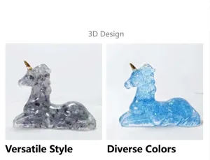 Crystal crushed stone unicorn figurine detail, resin craft desktop ornament home decor.