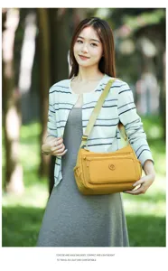 Leichte Damen Umhängetasche aus Nylon lässige Crossover Tasche mit mehreren Fächern.