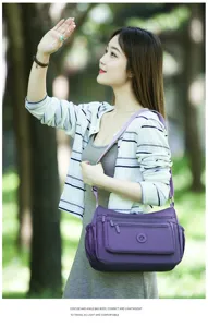 Damen Nylon Umhängetasche lässige Mehrfachtaschen Schultertasche leichte Reise Hobo Tasche