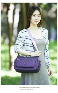 Damen Nylon Umhängetasche lässige Mehrfach-Fach Reise Messenger Hobo Tasche für Frauen