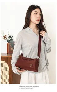 Damen leichte Nylon Umhängetasche lässig minimalistisch Crossbody Tasche Braun Alltag
