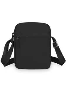 Damen minimalistische Umhaengetasche kleine Schultertasche schwarze Freizeittasche