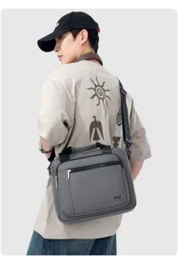Herren Umhängetasche lässige Messenger Bag stilvolle Arbeitstasche grau für Reise Alltag