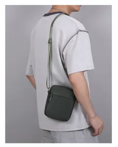 Herren Oxford Stoff Umhängetasche Handy Tasche Detail, Freizeit Reise Schultertasche dunkel.