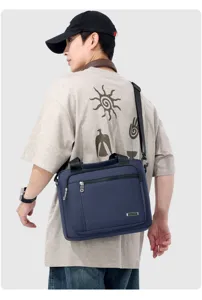Herren Freizeit Umhängetasche stilvolle dunkelblaue Schultertasche für den Alltag.