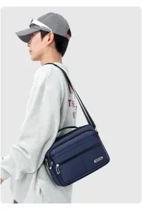 Herren Oxford Stoff Umhängetasche Mehrfach-Fächer Lässig Business Schulter Handtasche