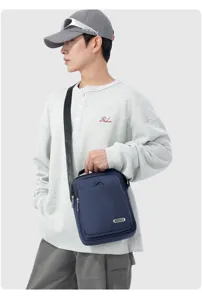 Herren Nylon vertikale Umhängetasche Business Freizeit Laptoptasche verstellbar