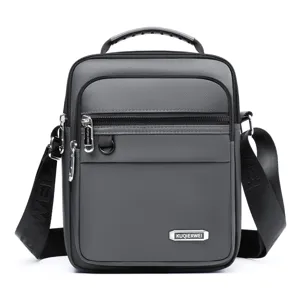 Elegante Herren Umhängetasche Mehrschichtige Reise Schultertasche Grau Modernes Design