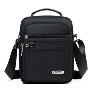 Schwarze mehrschichtige Herren Umhängetasche, lässige Business Messenger Tasche Hauptansicht.