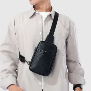 Herren Multifunktion PU Leder Sling Bag lässige Outdoor Umhängetasche für Alltag
