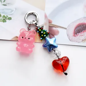 Simpatico portachiavi orsetto in acrilico albero di Natale elegante ciondolo borsa donna