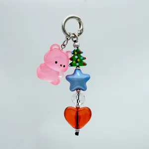 Grazioso portachiavi orsetto stella cuore cartone animato elegante accessorio borsa donna.