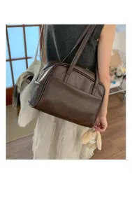 Korean style large capacity solid color shoulder bag vintage underarm bag for women autumn