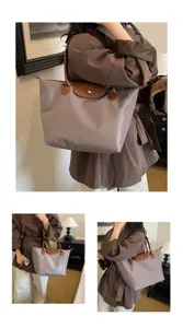 Stylish nylon tote bag for women, large capacity shoulder handbag, casual travel purse.