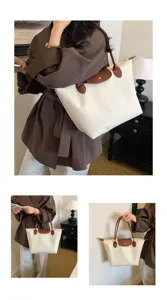 Nylon shoulder bag for women large capacity waterproof tote handbag casual travel dumpling bag