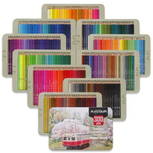 Kalour 300 colored pencils set professional oil based art drawing pencils tin box packaging