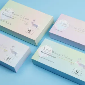 Draagbare vaste aquarelset met metallische parelmoerachtige tinten voor kunstschilderen.