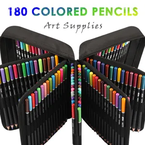 KALOUR 180 Lápices de Colores Set Profesionales a Base de Aceite con Estuche Portátil de Nailon con Cremallera Suministros de Arte para Pintar