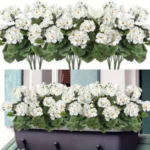 Artificial white geranium flowers fake plants for home garden indoor outdoor decor