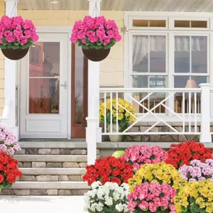 Artificial hanging flower baskets fake geraniums outdoor garden yard home wedding decor