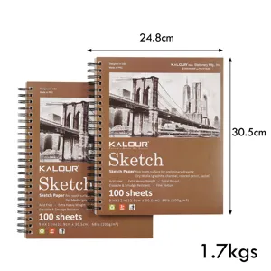 KALOUR lot de 2 carnets de croquis 100 feuilles 9x12 pouces papier à dessin spiralé.
