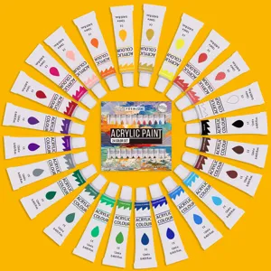 Set 24 Colori Pittura Acrilica Tubi 12ml Qualità Artistica Colori Vivaci per Tela