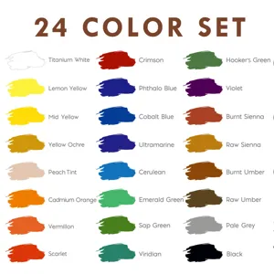 set di colori acrilici 24 tonalità tabella dei colori d'arte per artisti professionisti