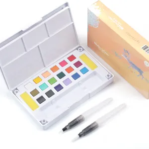 Juego de Pintura de Acuarela Sólida Portátil Kit de Pigmentos de Acuarela para Artista Con Pincel de Agua y Paleta para Pintar