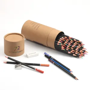 72 colored pencil set with kraft paper storage tube, eraser, and sharpener for art painting.