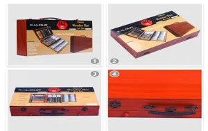 KALOUR 142 pcs deluxe wooden box art set with comprehensive drawing and painting tools.