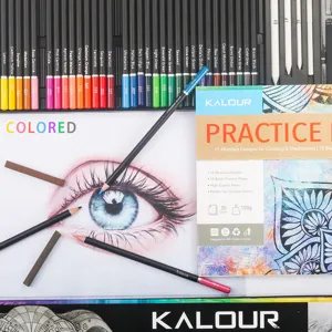 142-piece colored pencil and sketching set with practice book and drawing tools for art.
