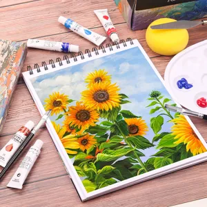 Set di colori acrilici con blocco da disegno pennelli tavolozza 24 colori per artisti