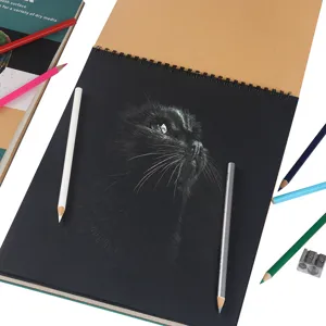 Blocco da disegno in carta nera 9x12 pollici rilegato a spirale per matite colorate