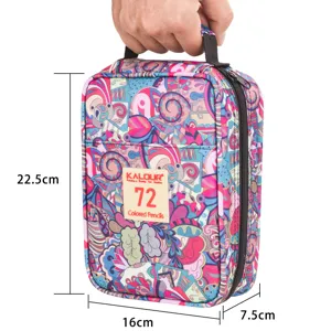 KALOUR 72 slot colored pencil case portable canvas storage bag with zipper closure art supplies