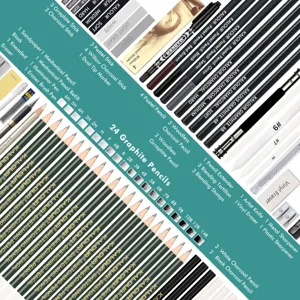 Set di Matite da Disegno 70 Pezzi Kit Professionale Grafite Carbone Materiale Arte