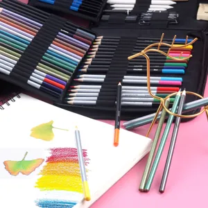 Set di 83 matite colorate professionali da disegno con astuccio con zip e blocco per schizzi