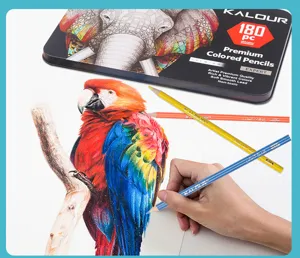 KALOUR 180 Professional Colored Pencils Set in Metal Tin Box for Artist Drawing and Art Sketching