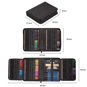 145-piece professional colored pencil set with durable black zippered storage case