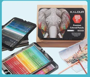 Kalour 180 pc premium colored pencils set with metal tin box professional art supplies.